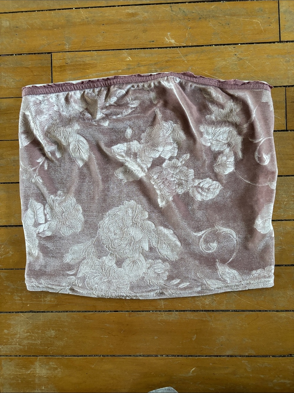 Velvet Floral Tube Top in Dusty Mauve